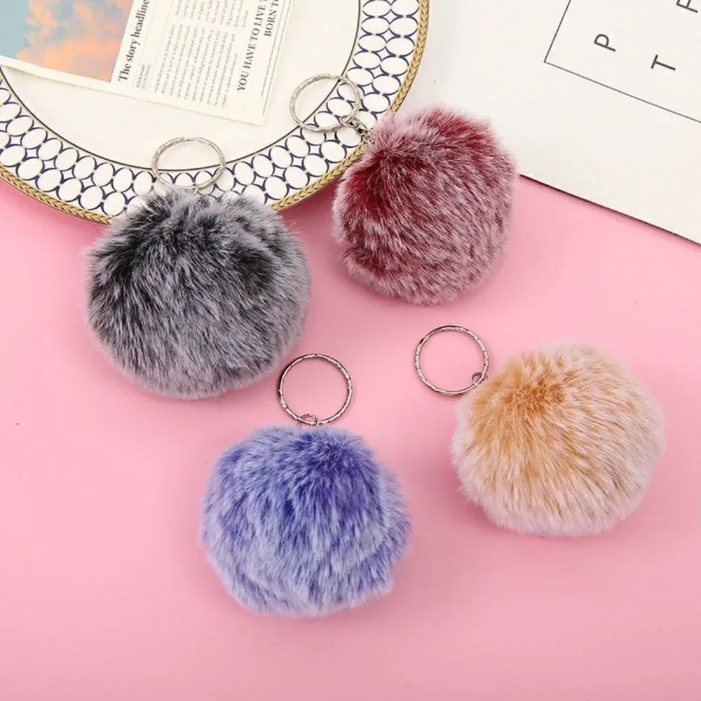 Fuzzy BLUE Pom-Pom Keychain-Large